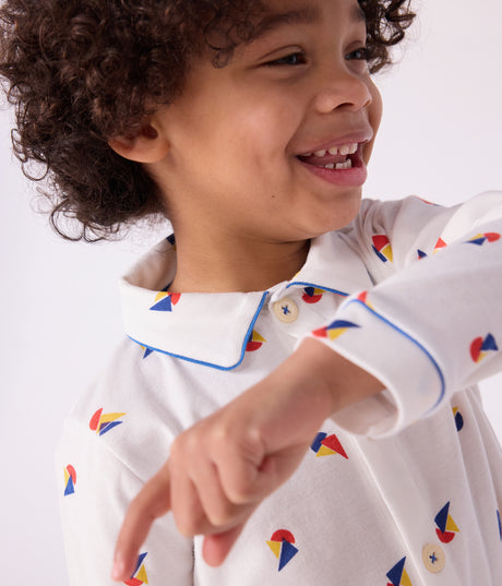 CHILDRENS BUTTONED PRINTED COTTON PYJAMAS