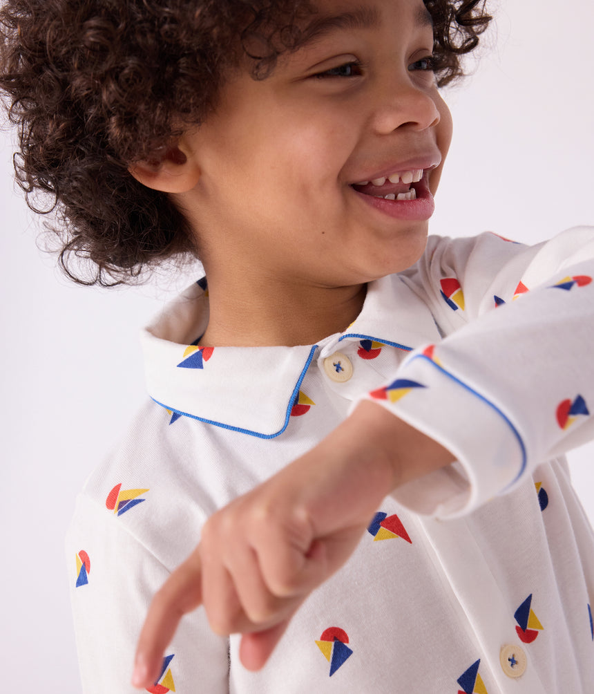 CHILDRENS BUTTONED PRINTED COTTON PYJAMAS