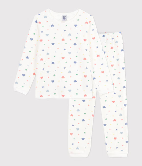 CHILDERNS HEART-PRINT VELOUR PYJAMAS