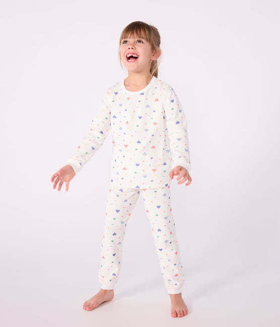 CHILDERNS HEART-PRINT VELOUR PYJAMAS