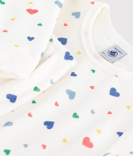 CHILDERNS HEART-PRINT VELOUR PYJAMAS