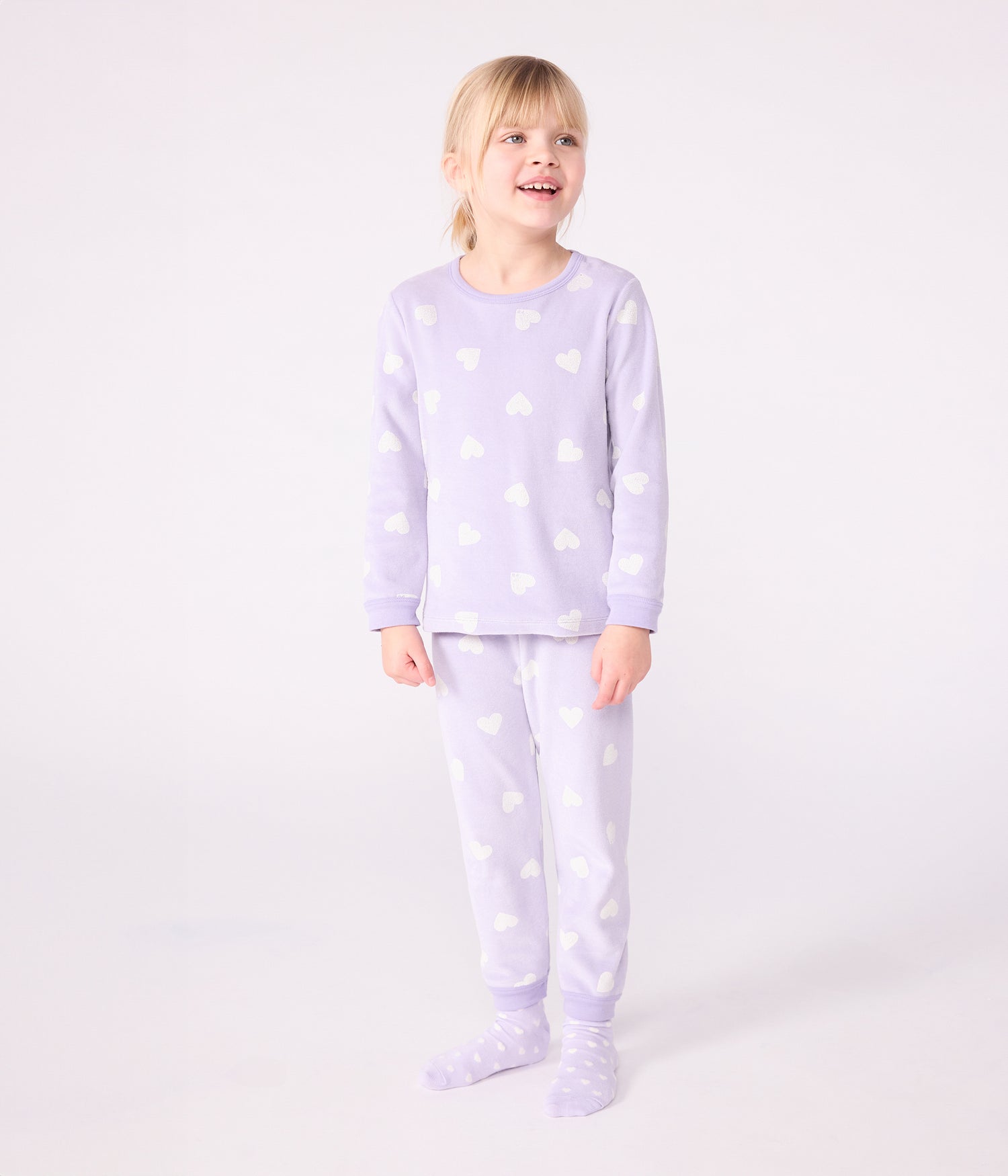 CHILDREN'S HEART-PRINT VELOUR PYJAMAS CHILDREN'S HEART-PRINT VELOUR PYJAMAS