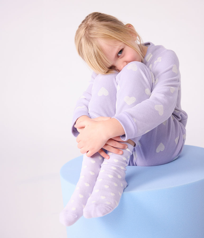 CHILDREN'S HEART-PRINT VELOUR PYJAMAS