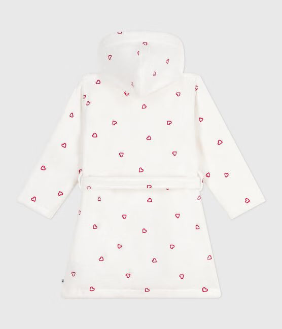 CHILDREN COTTON TERRY BATHROBE WITH EMBROIDERED HEARTS