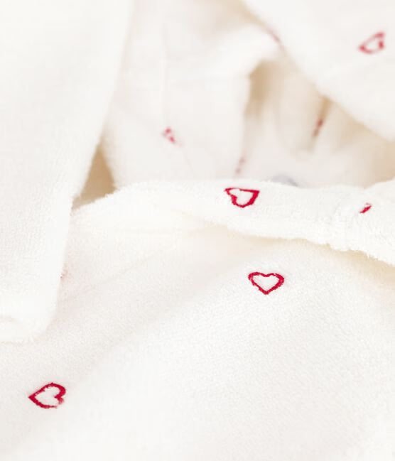 CHILDREN COTTON TERRY BATHROBE WITH EMBROIDERED HEARTS