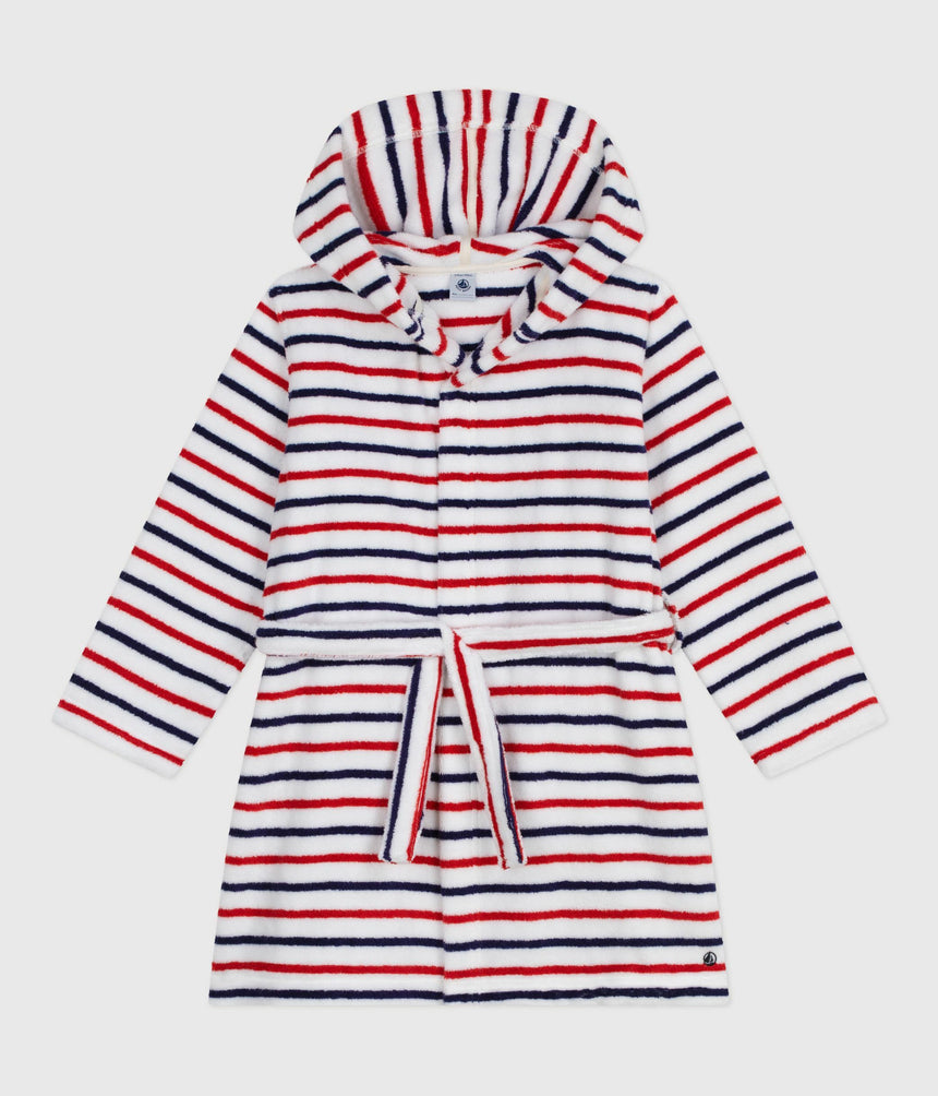 CHILDREN'S STRIPY COTTON TERRY BATHROBE