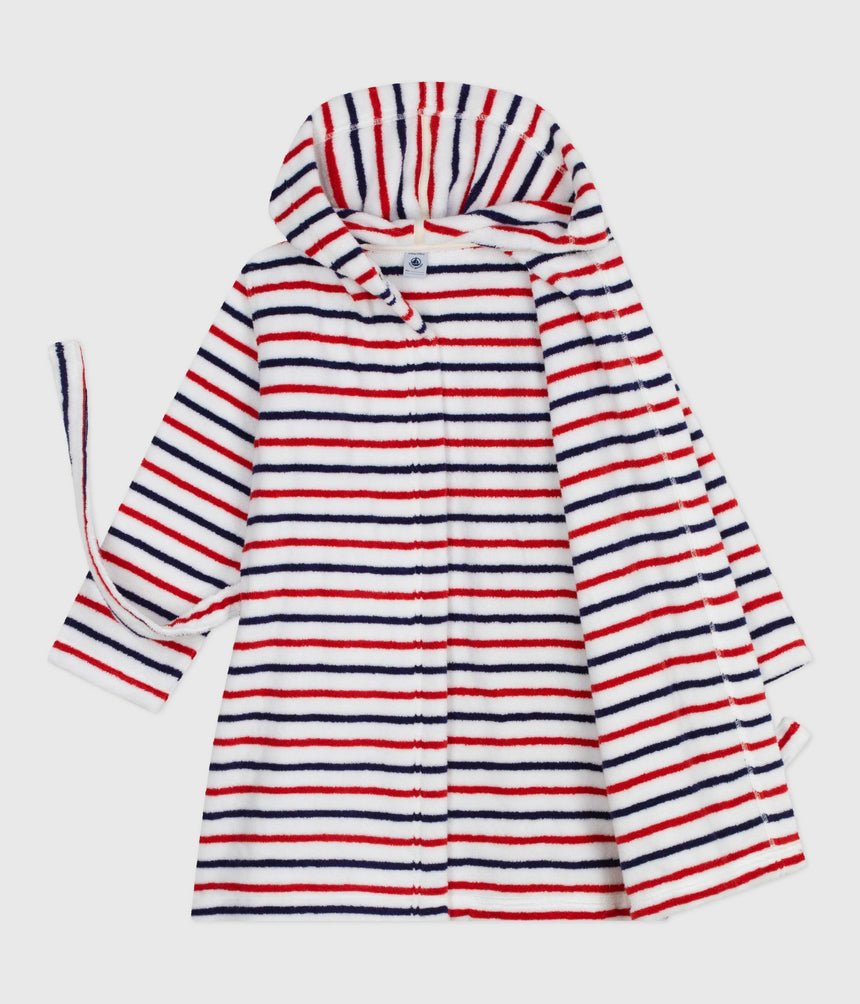 CHILDREN'S STRIPY COTTON TERRY BATHROBE