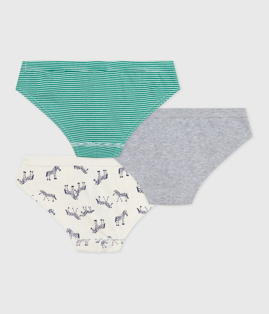 PACK OF CHILDRENS ZEBRA PRITN COTTON BRIEFS