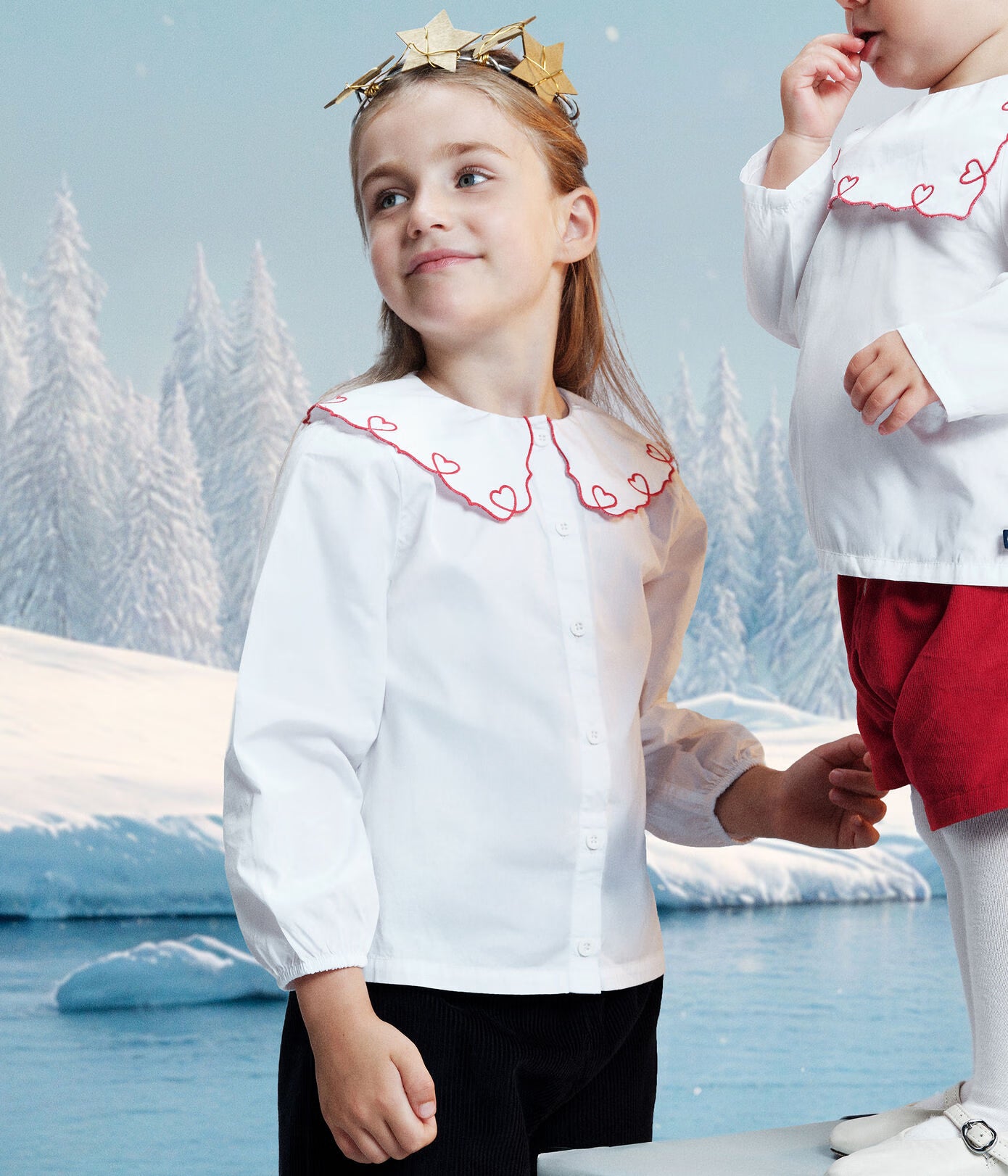 CHILDREN'S LONG-SLEEVED PLAIN COTTON POPLIN BLOUSE CHILDREN'S LONG-SLEEVED PLAIN COTTON POPLIN BLOUSE