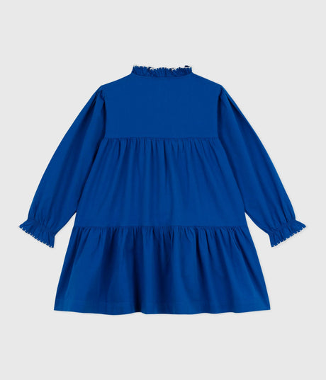 CHILDRENS LONG-SLEEVED PLAIN COTTON DRESS
