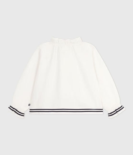 CHILDRENS LONG-SLEEVED PLAIN COTTON OPOLIN BLOUSE