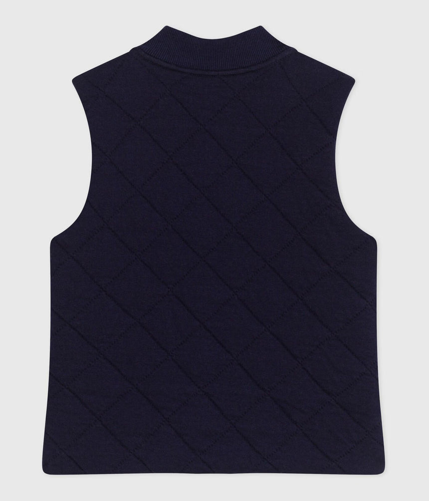 UNISEX SLEEVELESS CARDIGAN FOR CHILDREN IN SOLID, THICK COTTON