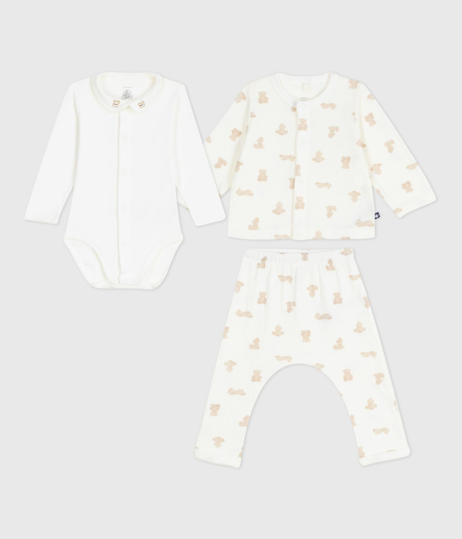 BABIES' TEDDY BEAR PRINT COTTON 3-PIECE GIFT SET BABIES' TEDDY BEAR PRINT COTTON 3-PIECE GIFT SET