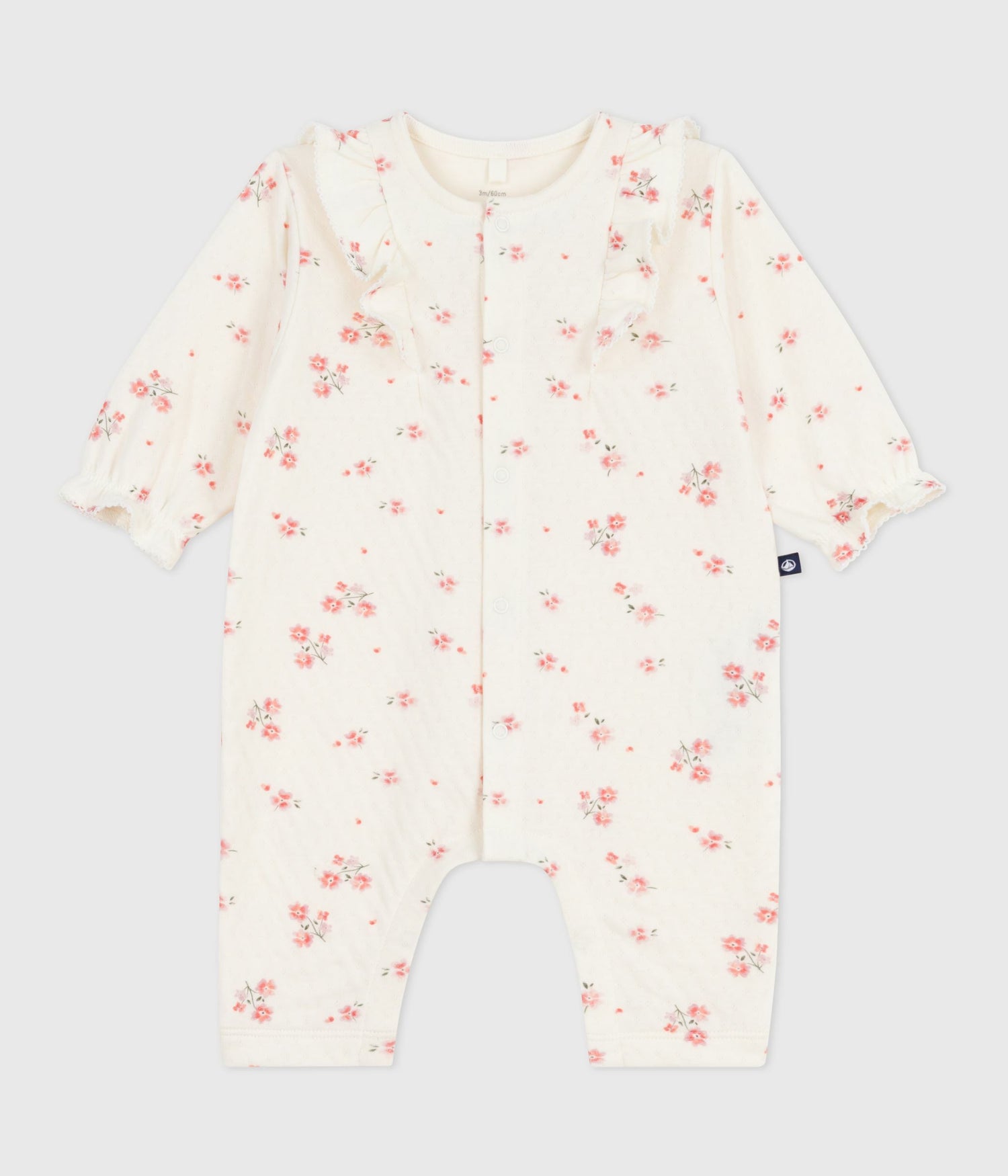 BABIES' FLORAL PRINT RUFFLED COTTON PLAYSUIT BABIES' FLORAL PRINT RUFFLED COTTON PLAYSUIT