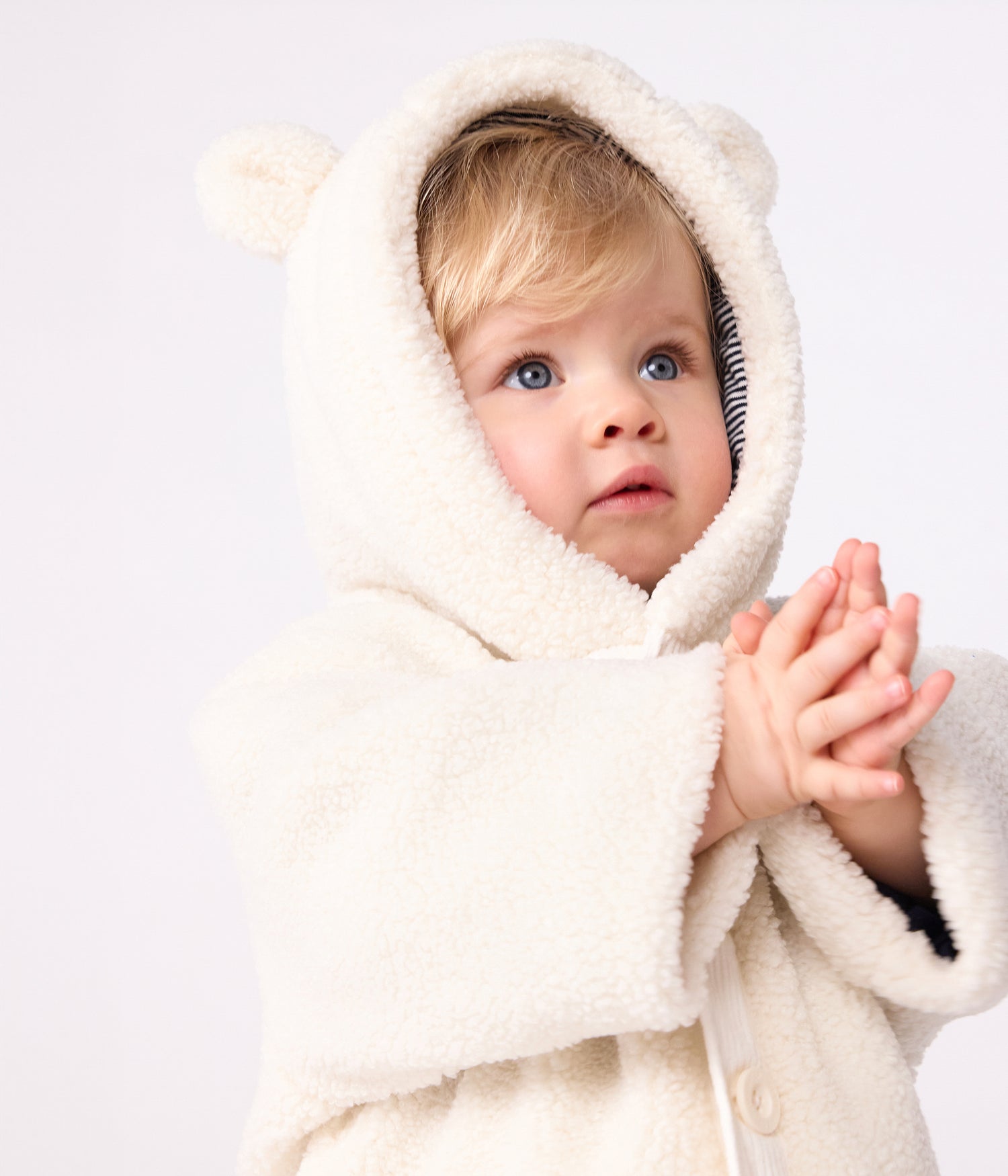 BABIES' PADDED SHERPA COAT WITH A HOOD BABIES' PADDED SHERPA COAT WITH A HOOD