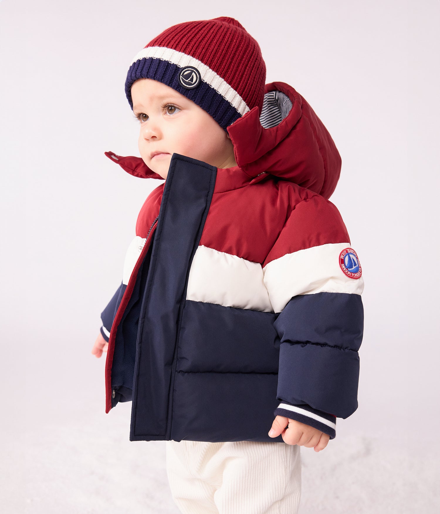 BABIES' LIGHT PLAIN COLOR BLOCK PUFFER JACKET BABIES' LIGHT PLAIN COLOR BLOCK PUFFER JACKET
