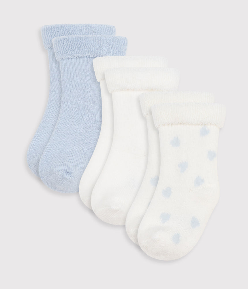 PACK OF LIGHTWEIGHT TERRY COTTON SOCKS FOR NEWBORN BABIES
