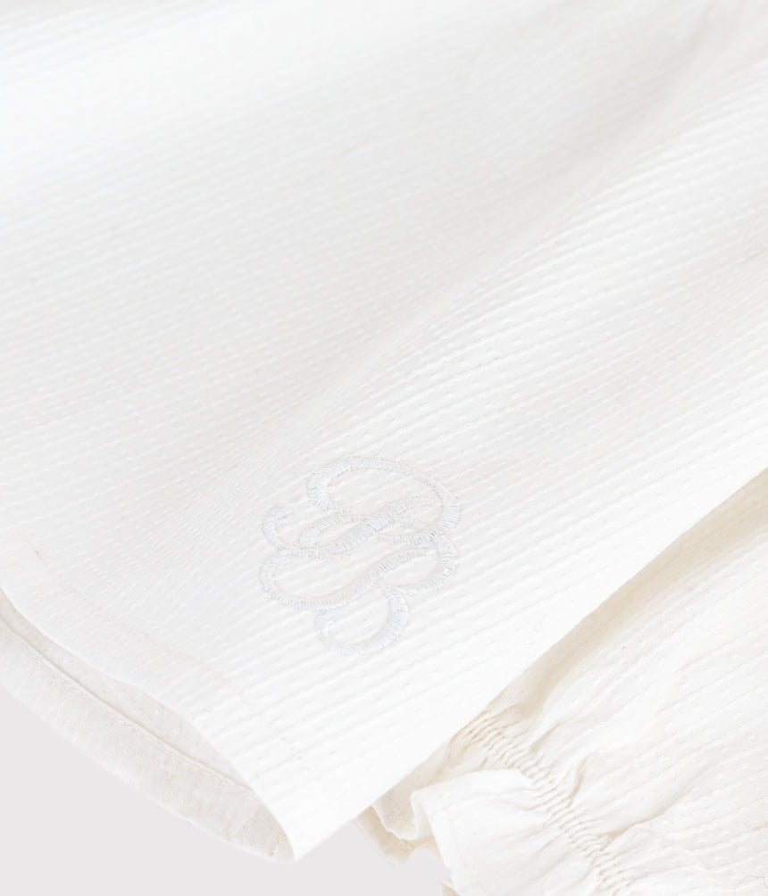 BABIES LONG-SLEEVED COTTON POPLIN BLOUSE WITH A COLLAR AND EMMBROIDERY