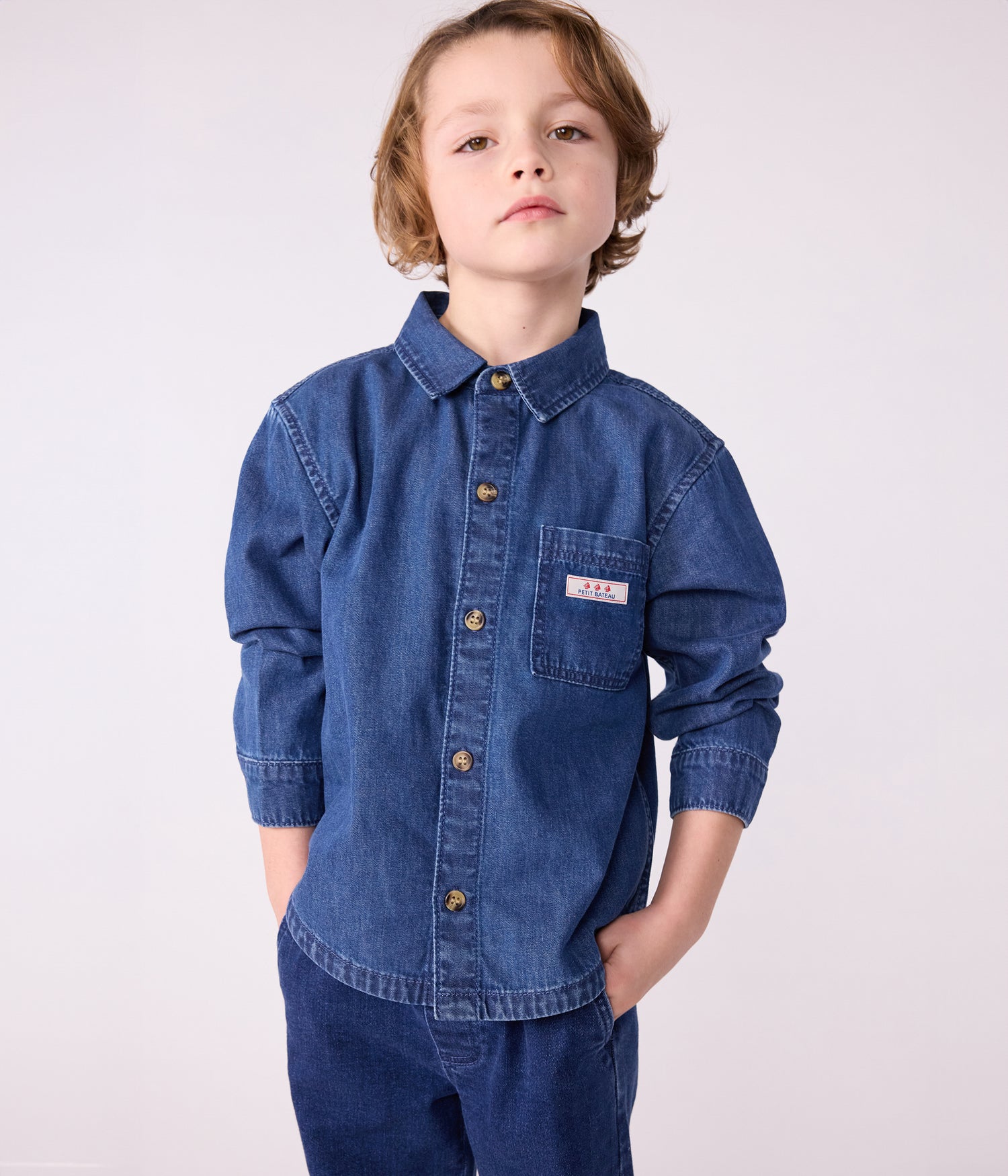 CHILDREN'S PLAIN DENIM SHIRT CHILDREN'S PLAIN DENIM SHIRT