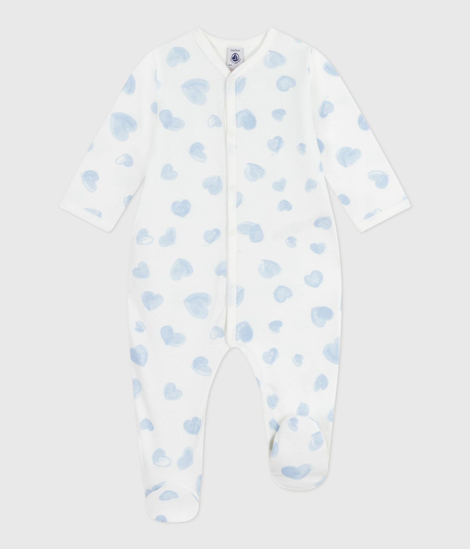 BABIES' BRUSHED FLEECE HEART-PRINT PYJAMAS WITH A COLLAR BABIES' BRUSHED FLEECE HEART-PRINT PYJAMAS WITH A COLLAR