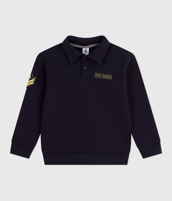 CHILDREN'S PLAIN COTTON POLO-STYLE SWEATSHIRT