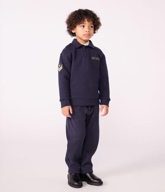 CHILDREN'S PLAIN COTTON POLO-STYLE SWEATSHIRT