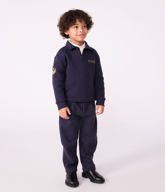 CHILDREN'S PLAIN COTTON POLO-STYLE SWEATSHIRT