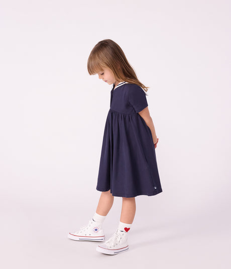 CHILDERNS SHORT-SLEEVED PLAIN COTTON DRESS