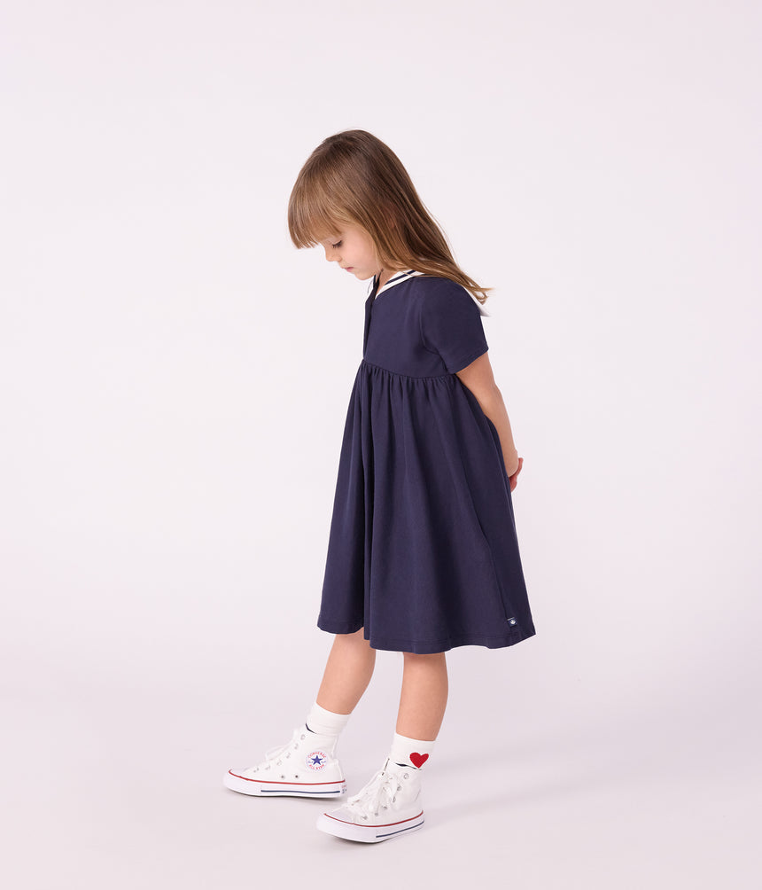 CHILDERNS SHORT-SLEEVED PLAIN COTTON DRESS