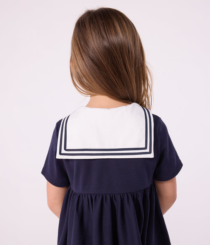 CHILDERNS SHORT-SLEEVED PLAIN COTTON DRESS