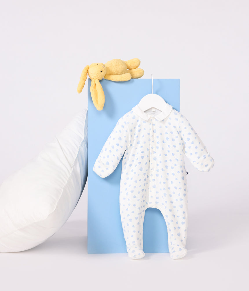 BABIES HEART COTTON PYJAMA SUIT WITH A COLLAR