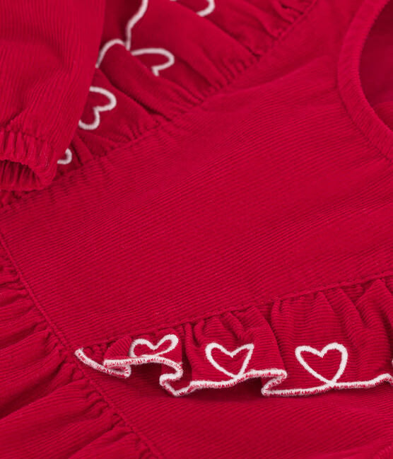 BABIES' LONG-SLEEVED PLAIN CORDUROY DRESS