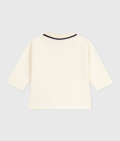 BAIBES' LONG-SLEEVED PLAIN COTTON POLO SHIRT