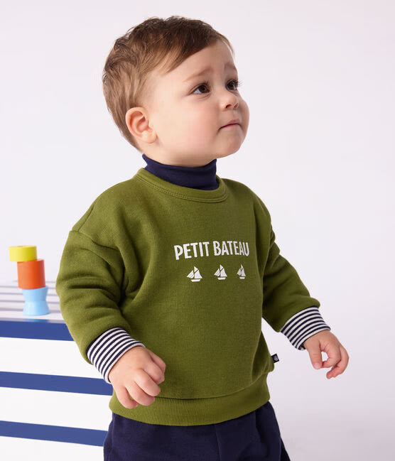 BABIES' VINTAGE PETIT BATEAU MOTIF COTTON SWEATSHIRT