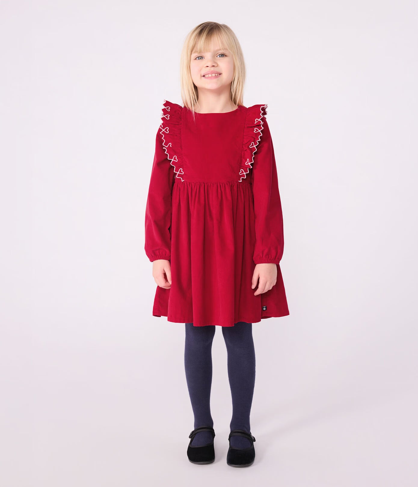 CHILDREN'S LONG-SLEEVED PLAIN CORDUROY DRESS CHILDREN'S LONG-SLEEVED PLAIN CORDUROY DRESS