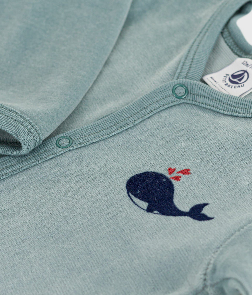BABIES PLAIN VELOUR PYJAMA SUIT