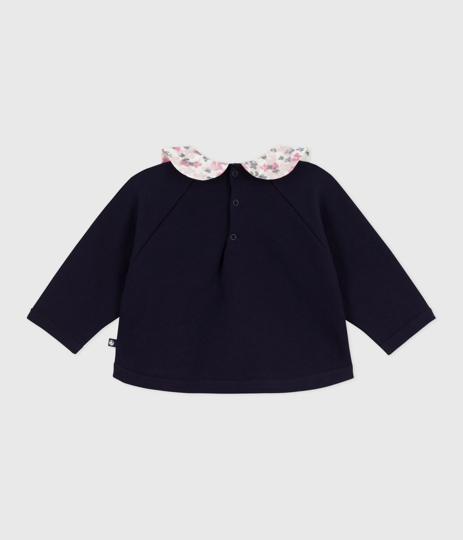 BABIES PLAIN COTTON SWEATSHIRT WITH A PRINTED COLLAR BABIES PLAIN COTTON SWEATSHIRT WITH A PRINTED COLLAR