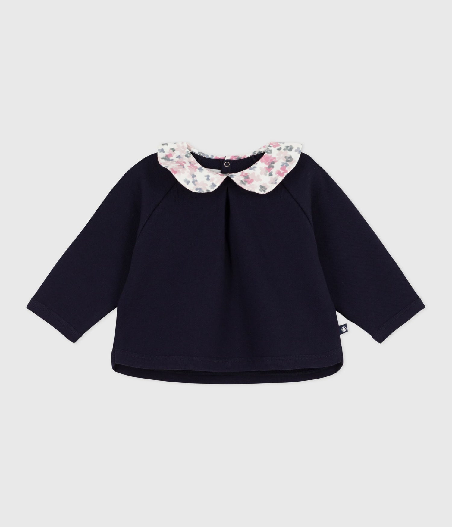 BABIES PLAIN COTTON SWEATSHIRT WITH A PRINTED COLLAR BABIES PLAIN COTTON SWEATSHIRT WITH A PRINTED COLLAR