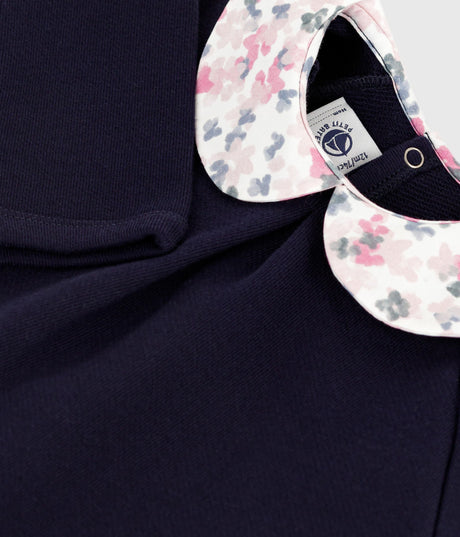 BABIES PLAIN COTTON SWEATSHIRT WITH A PRINTED COLLAR