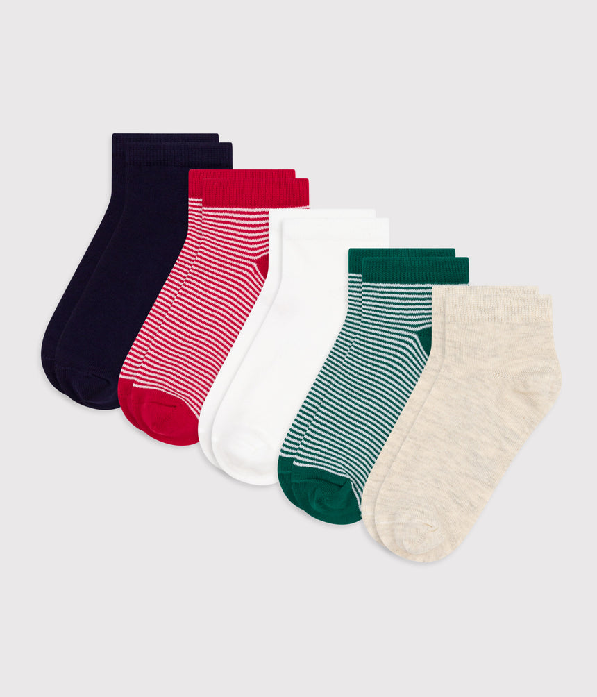 CHILDRENS STRIPY COTTON SOCKS -5-PACK