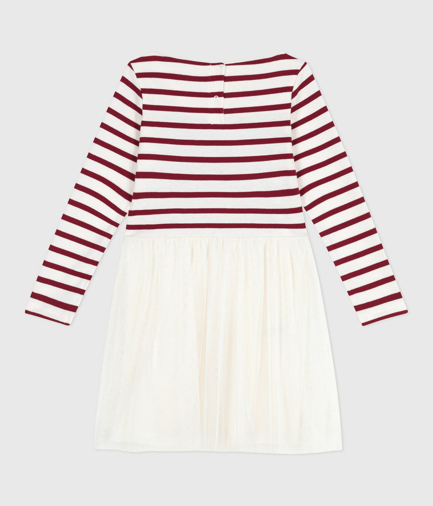 CHILDREN'S LONG-SLEEVED DRESS IN COTTON AND TULLE