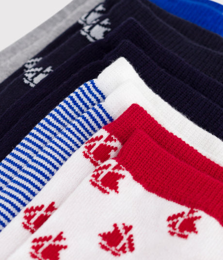 CHILDRENS COTTON SOCKS PRINTED WITH BOATS-5-PACK