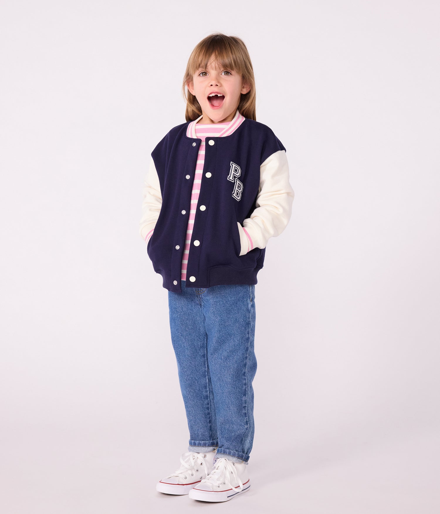 CHILDREN'S VARSITY-STYLE JACKET IN PLAIN COTTON CHILDREN'S VARSITY-STYLE JACKET IN PLAIN COTTON