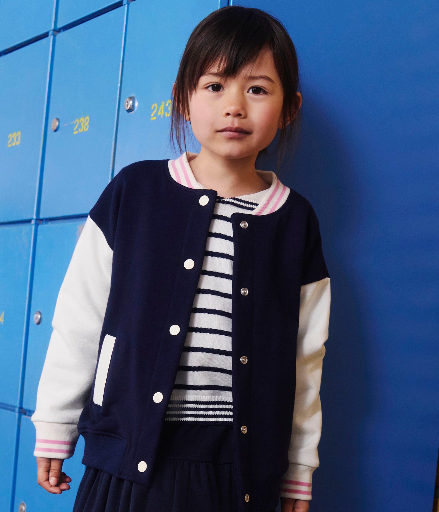 CHILDREN'S VARSITY-STYLE JACKET IN PLAIN COTTON CHILDREN'S VARSITY-STYLE JACKET IN PLAIN COTTON