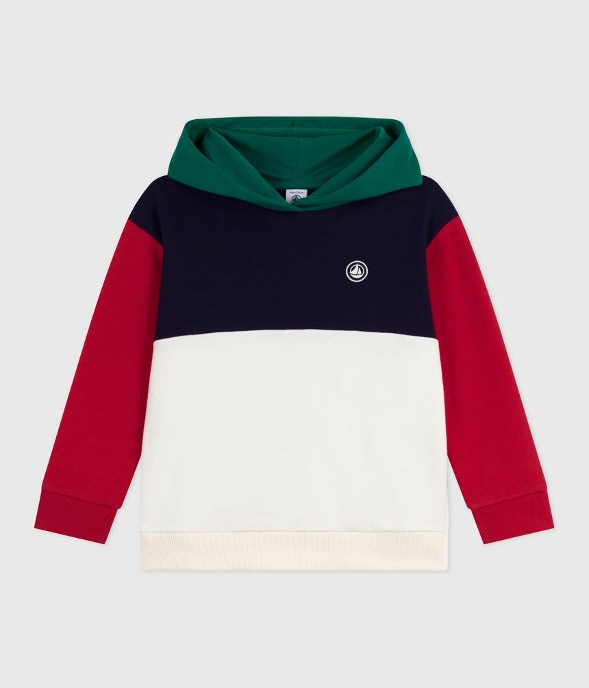 CHILDRENS COLOURBLOCK COTTON HOODIE