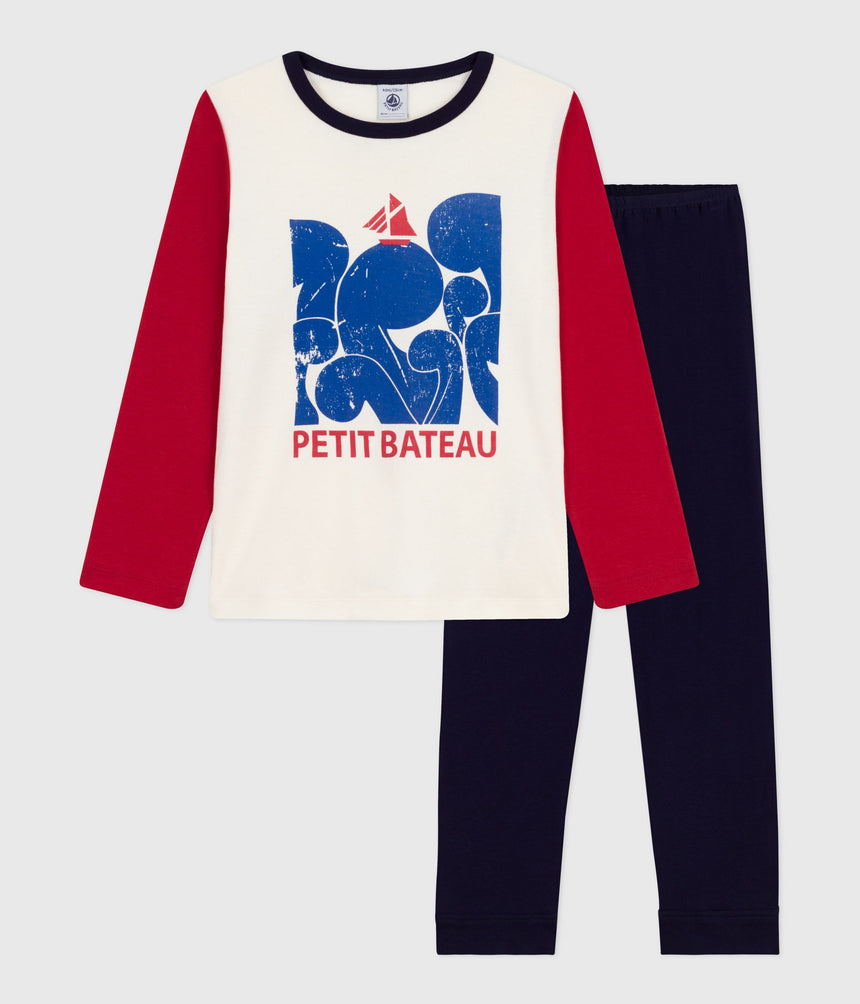 CHILDRENS TOW-COLOUR COTTON PYJAMAS