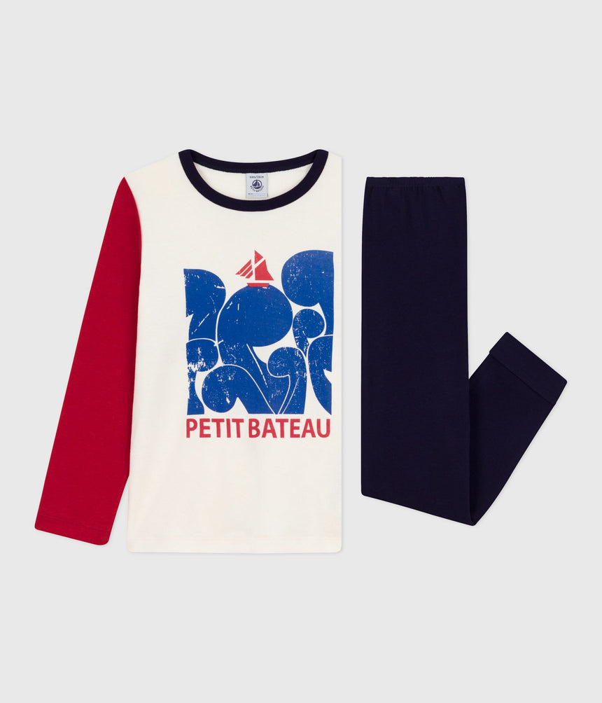 CHILDRENS TOW-COLOUR COTTON PYJAMAS