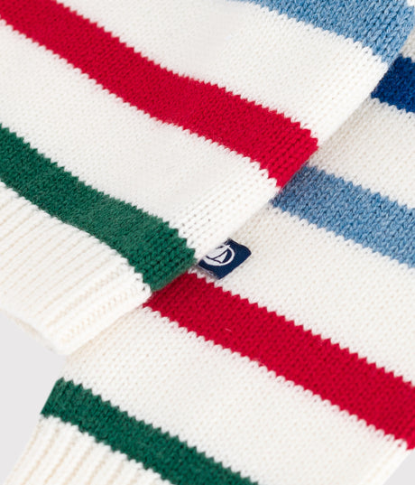 BABIES MULTI-COLOURED STRIPED WOOL AND COTTON JUMPER