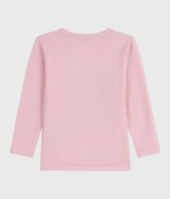 CHILDREN'S LONG-SLEEVED PLAIN WOOL AND COTTON T-SHIRT CHILDREN'S LONG-SLEEVED PLAIN WOOL AND COTTON T-SHIRT