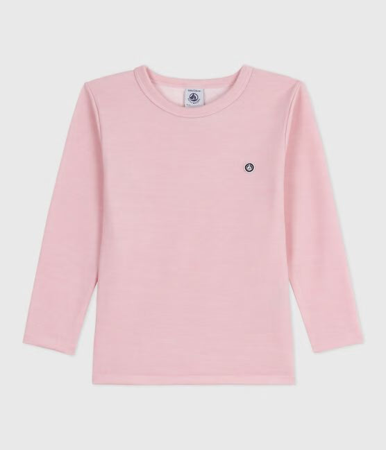 THERMAL LONG-SLEEVED PLAIN WOOL AND COTTON T-SHIRT